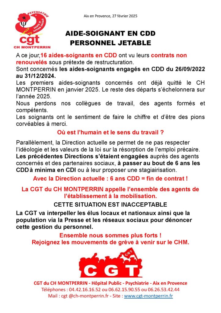 Aide-Soignant en CDD = Personnel Jetable !